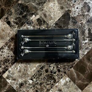 Bombay Co Set of 4 Silver Plate Frog Prince Swizzle Stix